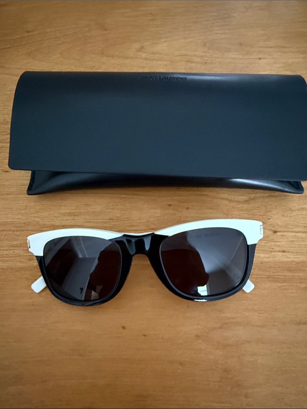 Saint Laurent Black and White Cat-Eye Sunglasses